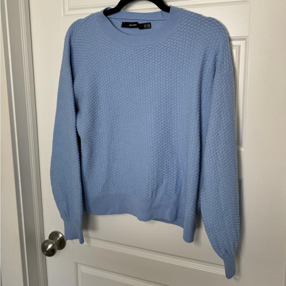 Vero Moda Waffle-Knit Light Blue Pullover Sweater Women's XS